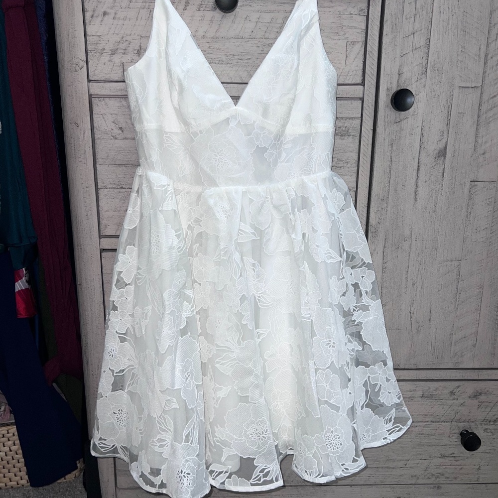 Lulu's White Floral Lace Mini Dress